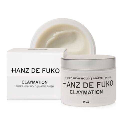 Hanz de Fuko Claymation – Premium Men’s Hair Styling Clay – Super High Hold, Matte Finish – 2 oz